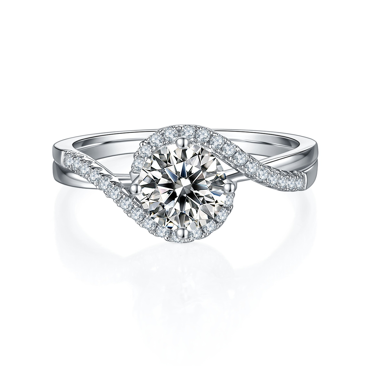 S925 Silver 1-carat Light luxury zircon Ring 