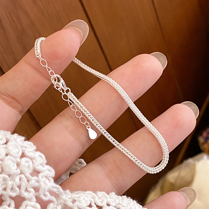 S925 2.9g 15cm+ 3.5cm extended chain sterling silver snake bone A bracelet  