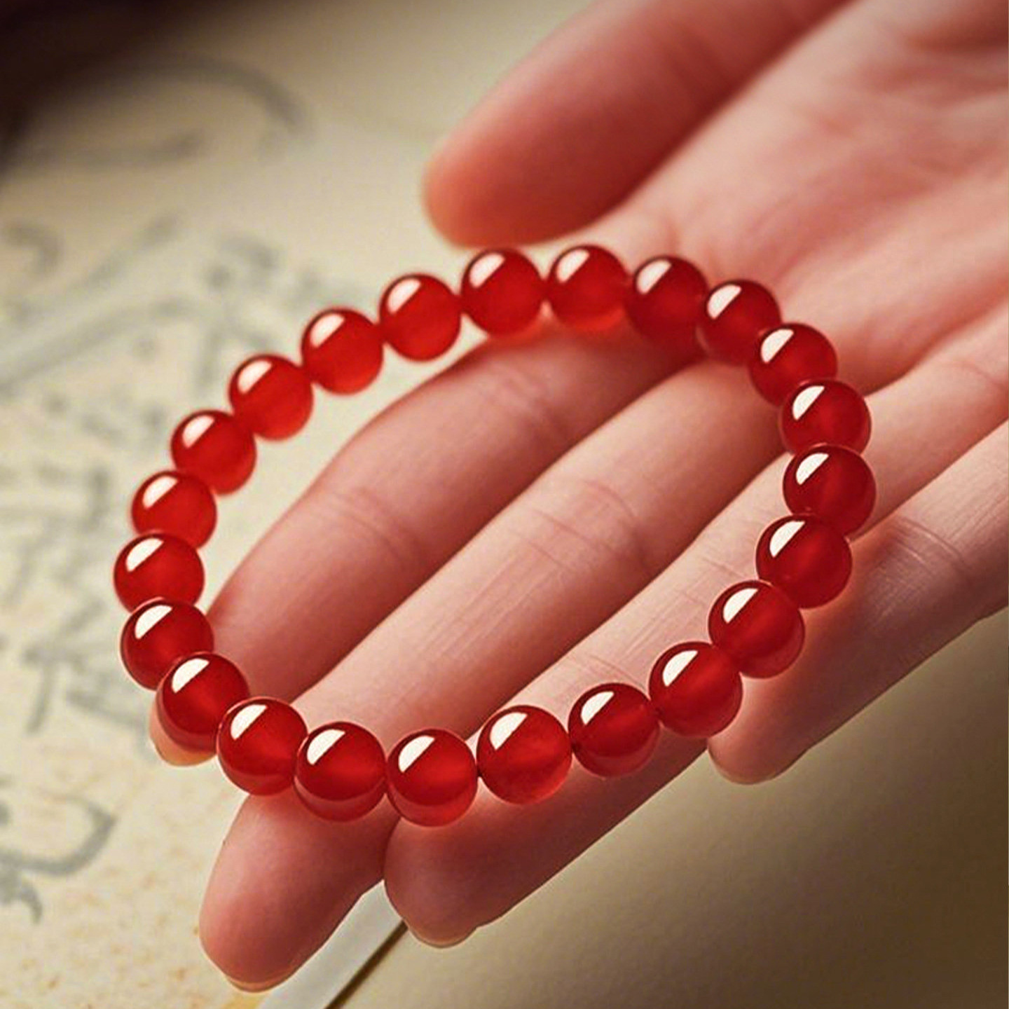 Multiple Sizes Single Circle red agate Natural Crystal Bracelet