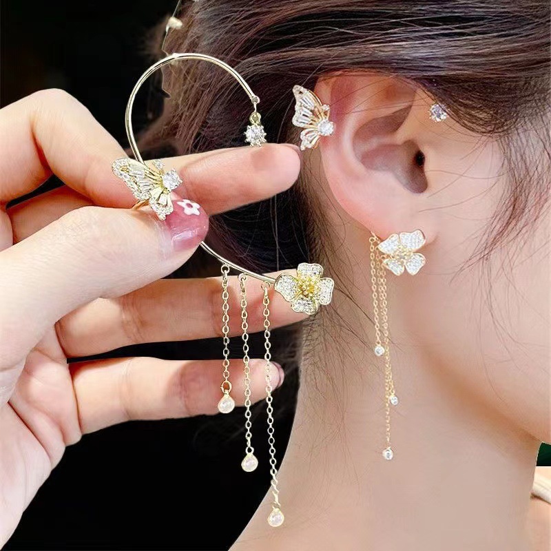 Alloy Material multiple styles 1 pair of Zircon animal shape without ear holes ear clips ear hooks