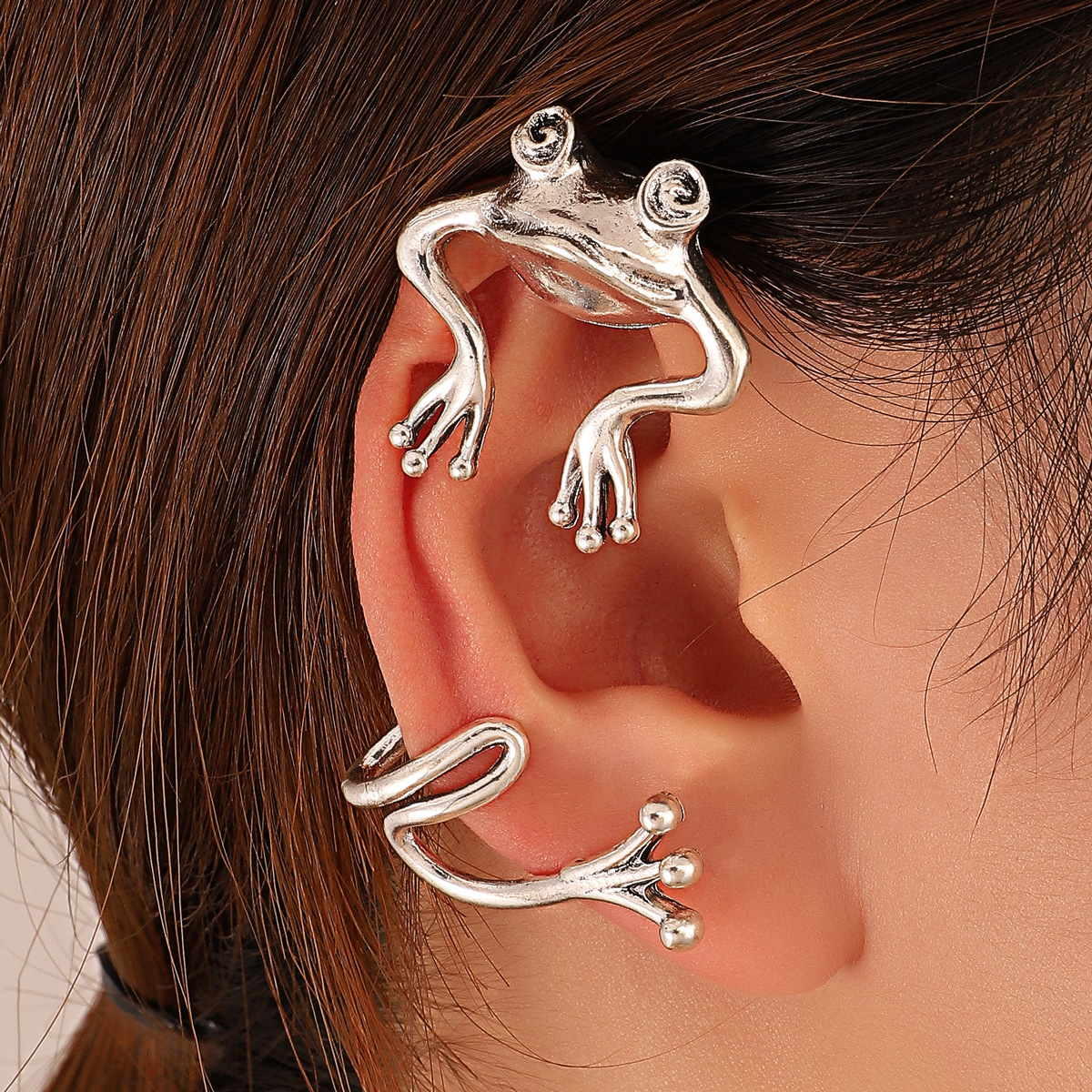Alloy Material multiple styles 1 pair of Zircon Exaggerated animal designs without ear holes ear clips ear hooks