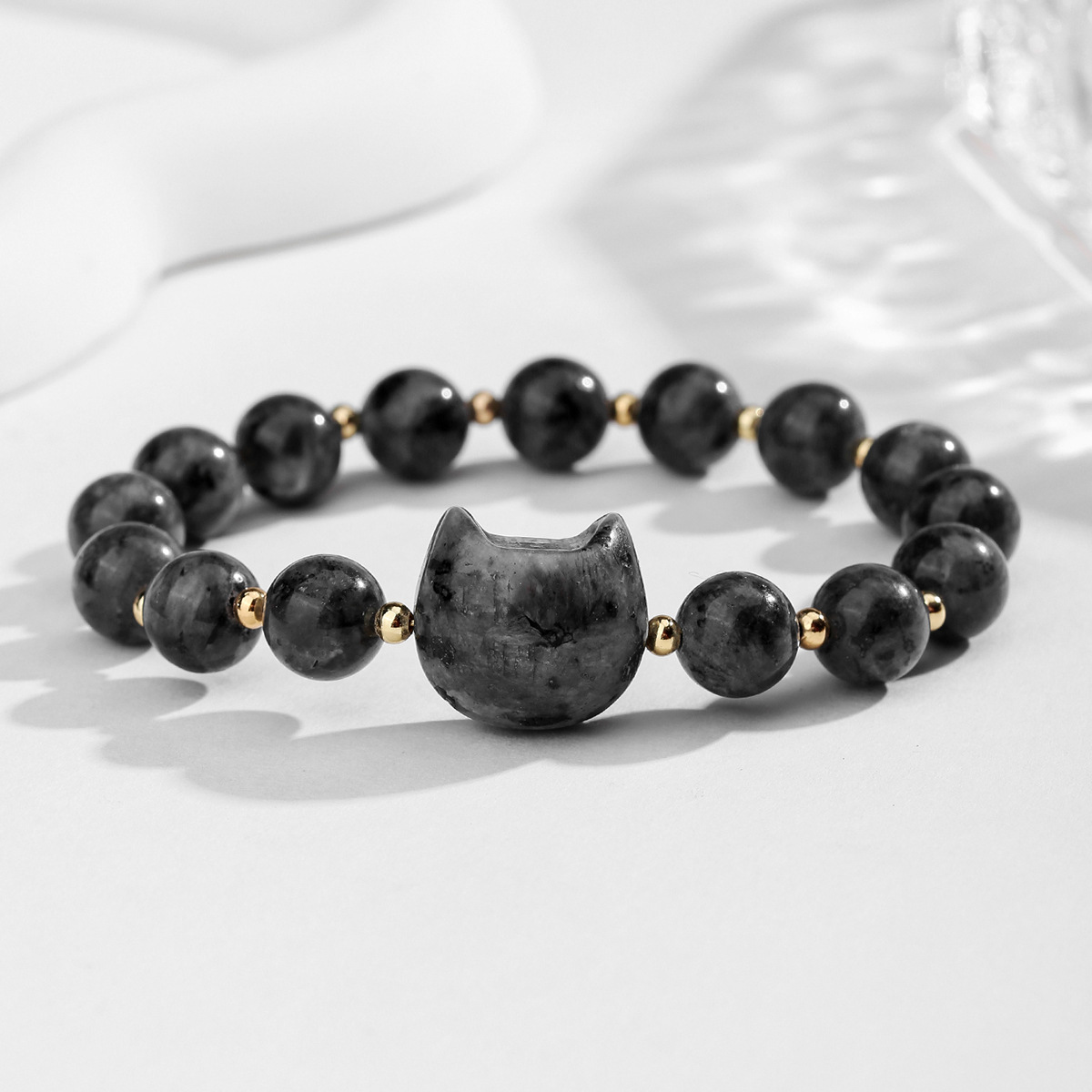 Bohemian 8MM multi material crystal cat eye bead bracelet