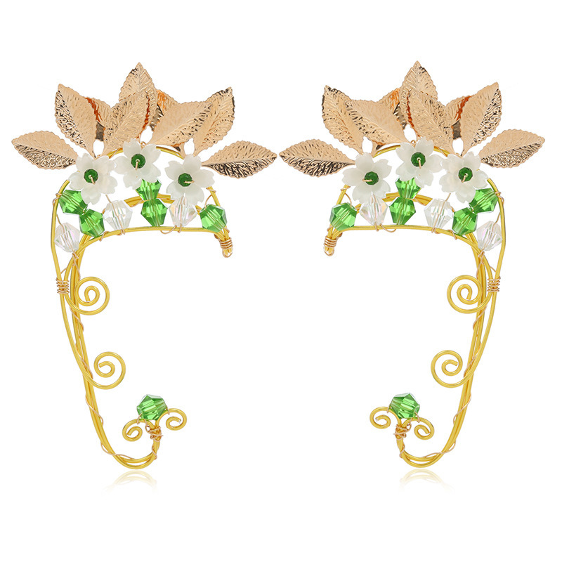 [Copy]Alloy Material multiple styles 1 pair of Zircon Elf Leaf without ear holes ear clips ear hooks