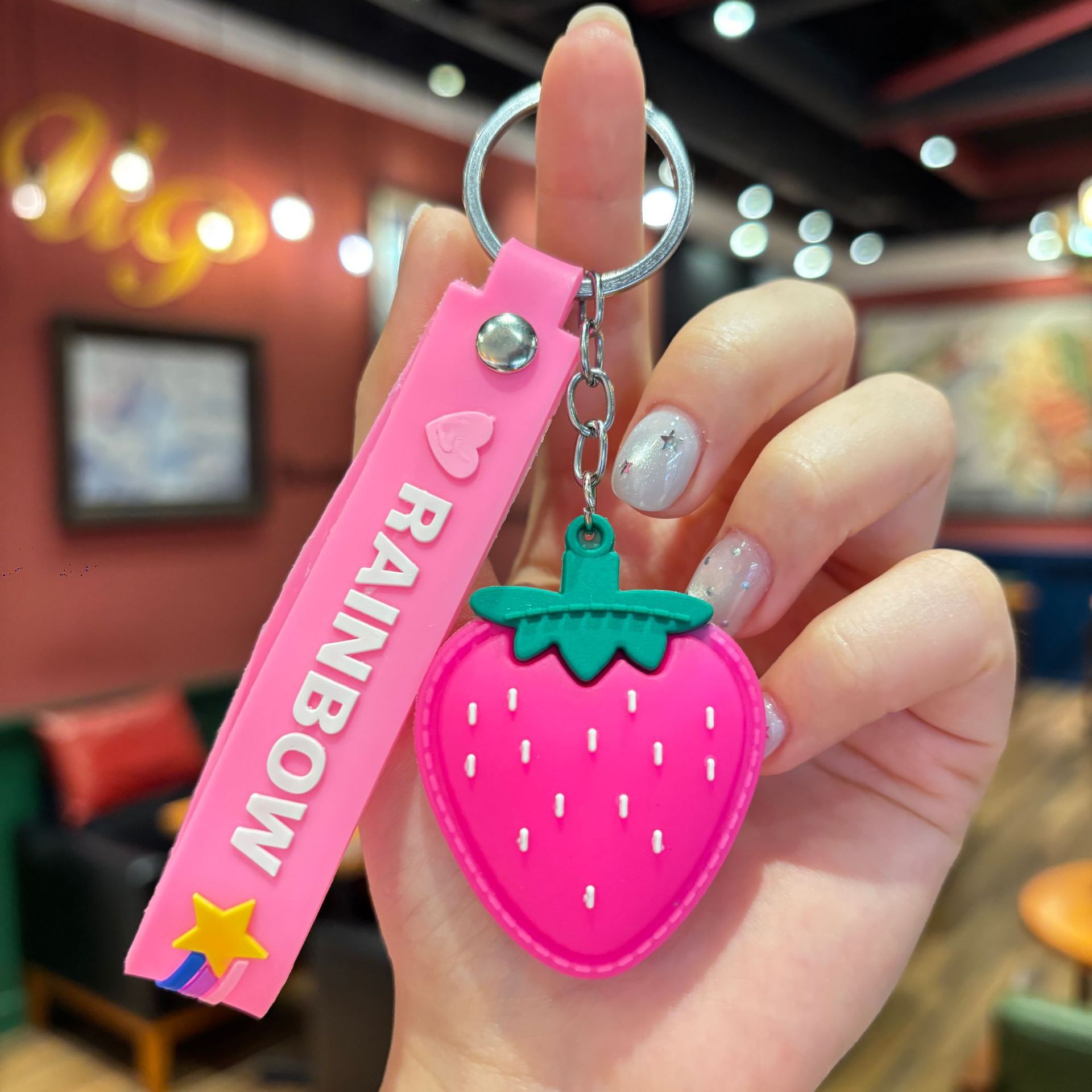Synthetic resin plastic Eco-friendly PVC multiple simulation watermelon grape fruit shape keychains