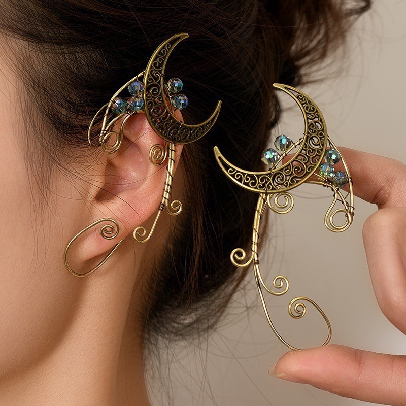 [Copy]Alloy Material multiple styles 1 pair of Zircon Elf Leaf without ear holes ear clips ear hooks