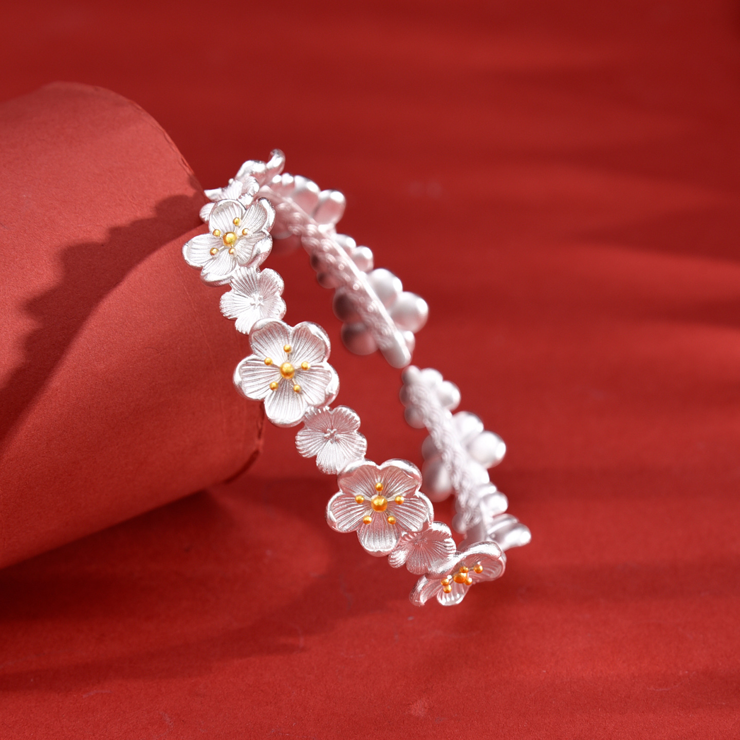 S990 30g opening design Chinese style dynamic peach blossom new style bracelet