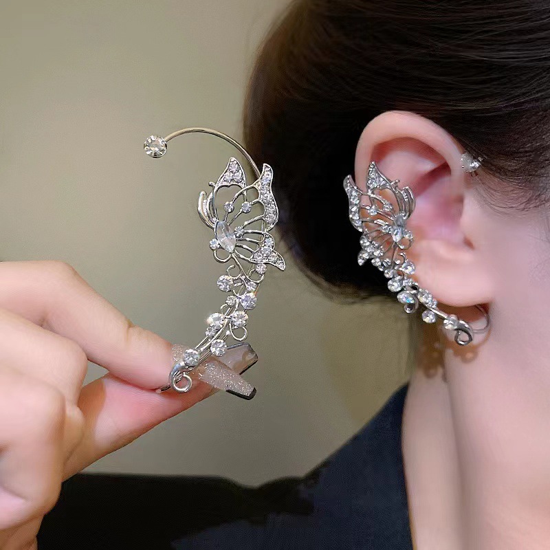 Alloy Material multiple styles 1 pair of Zircon animal shape without ear holes ear clips ear hooks