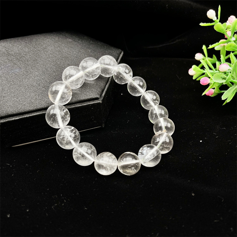 Multiple Sizes Single Circle white quartz Natural Crystal Bracelet