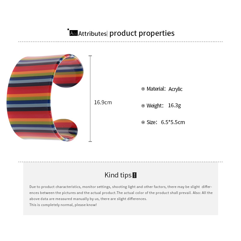 Multiple acrylic resin material  baking paint process Exaggerated opening bracelet  
