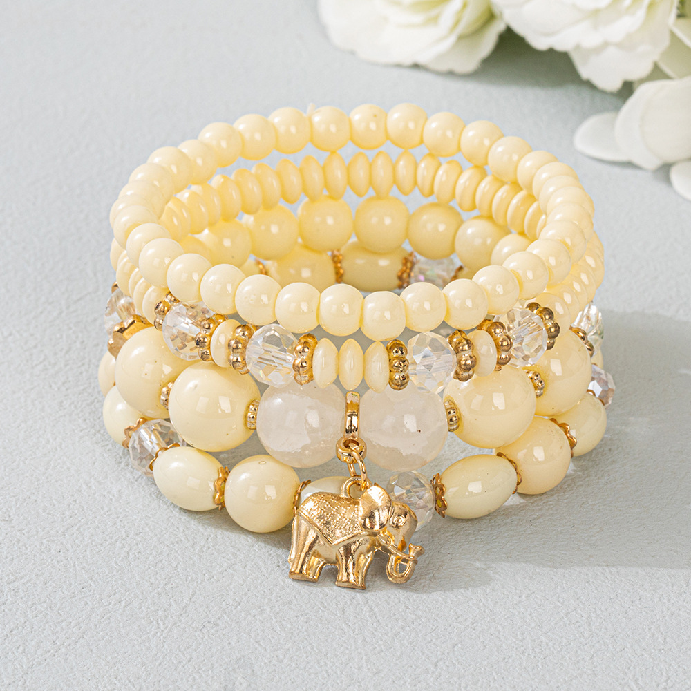 Multiple colors glass alloy resin coloured glaze 6mm Bohemian style Elephant multi-layer bead bracelet
