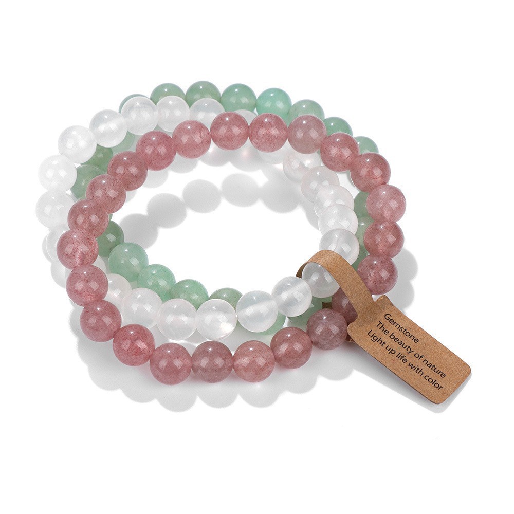 Multi color 8MM natural stone multi-layer stacked crystal bracelet