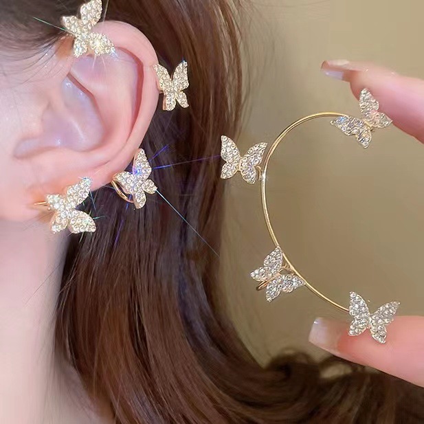Alloy Material multiple styles 1 pair of Zircon animal shape without ear holes ear clips ear hooks