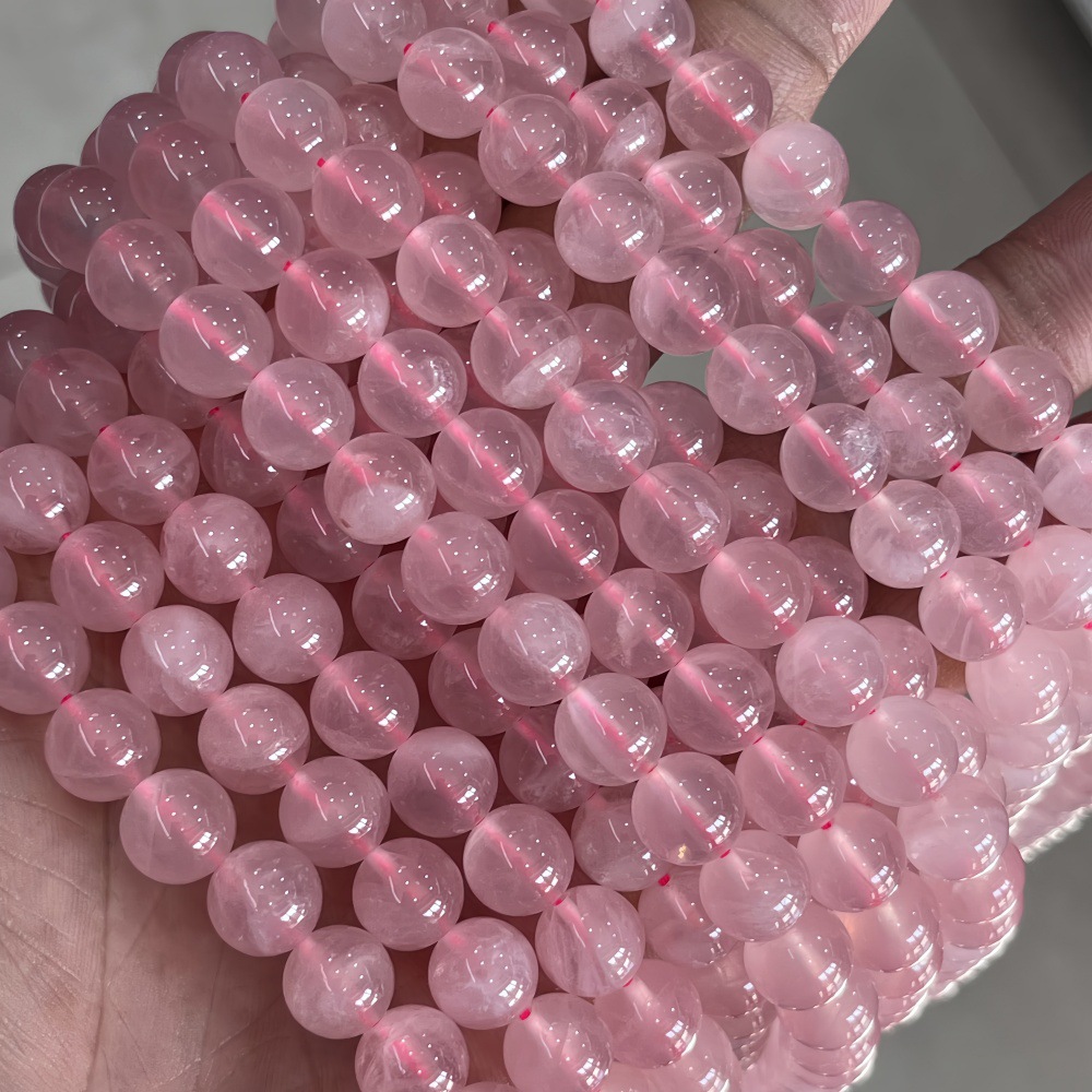 Multiple Sizes Single Circle Pink Strawberry Crystal Natural Crystal Bracelet