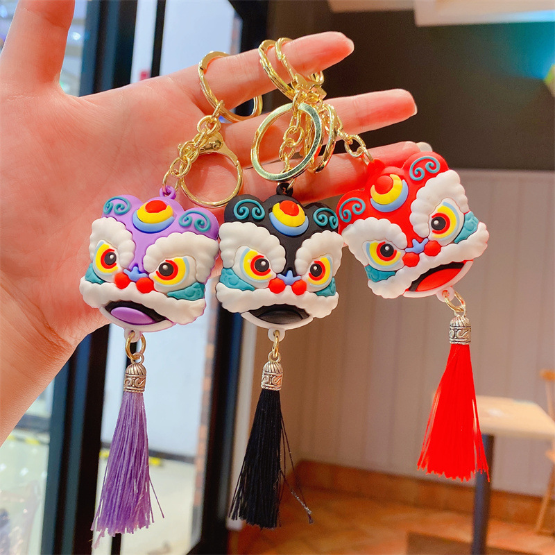 Synthetic resin plastic Eco-friendly PVC multiple New Year Lion Awakening Keychains