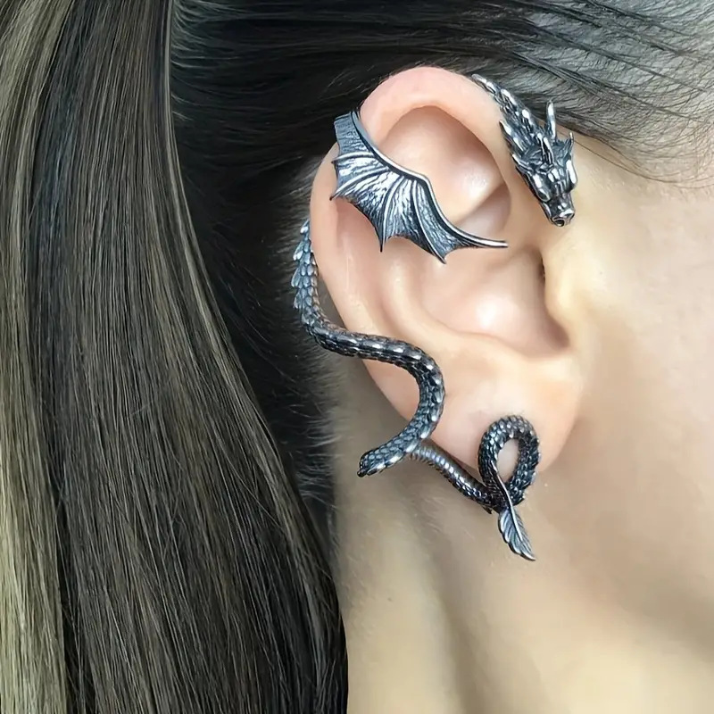Alloy Material multiple styles 1 pair of flying dragons without ear holes ear clips ear hooks