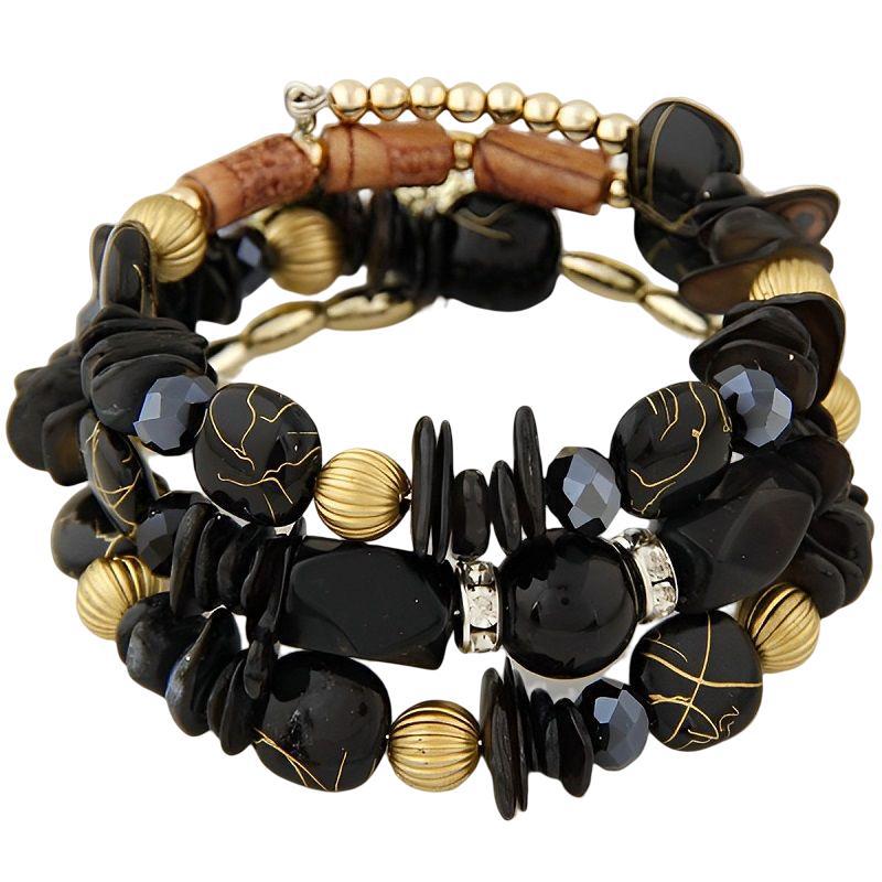 Multiple colors glass alloy resin coloured glaze 6mm Bohemian style Flower Agate turquoise bead multi-layer bead bracelet