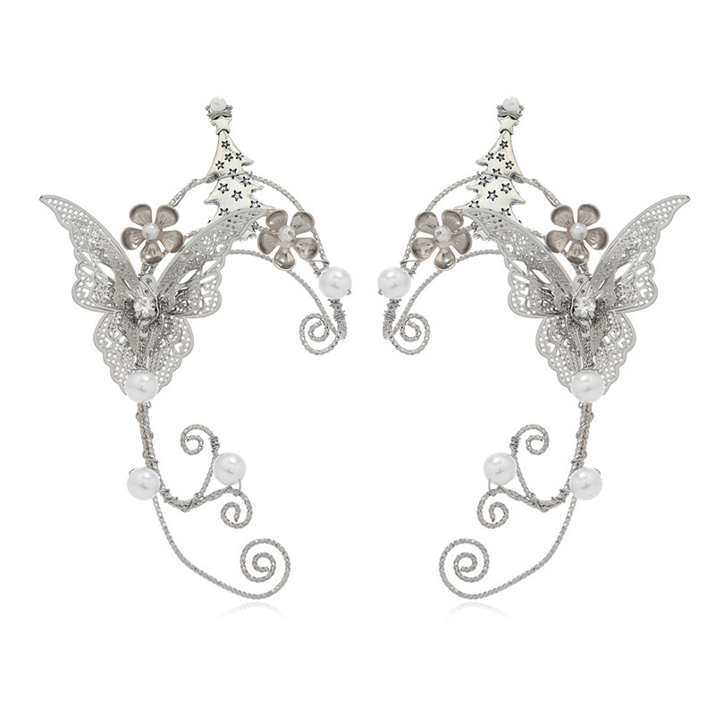 [Copy]Alloy Material multiple styles 1 pair of Zircon Elf Leaf without ear holes ear clips ear hooks