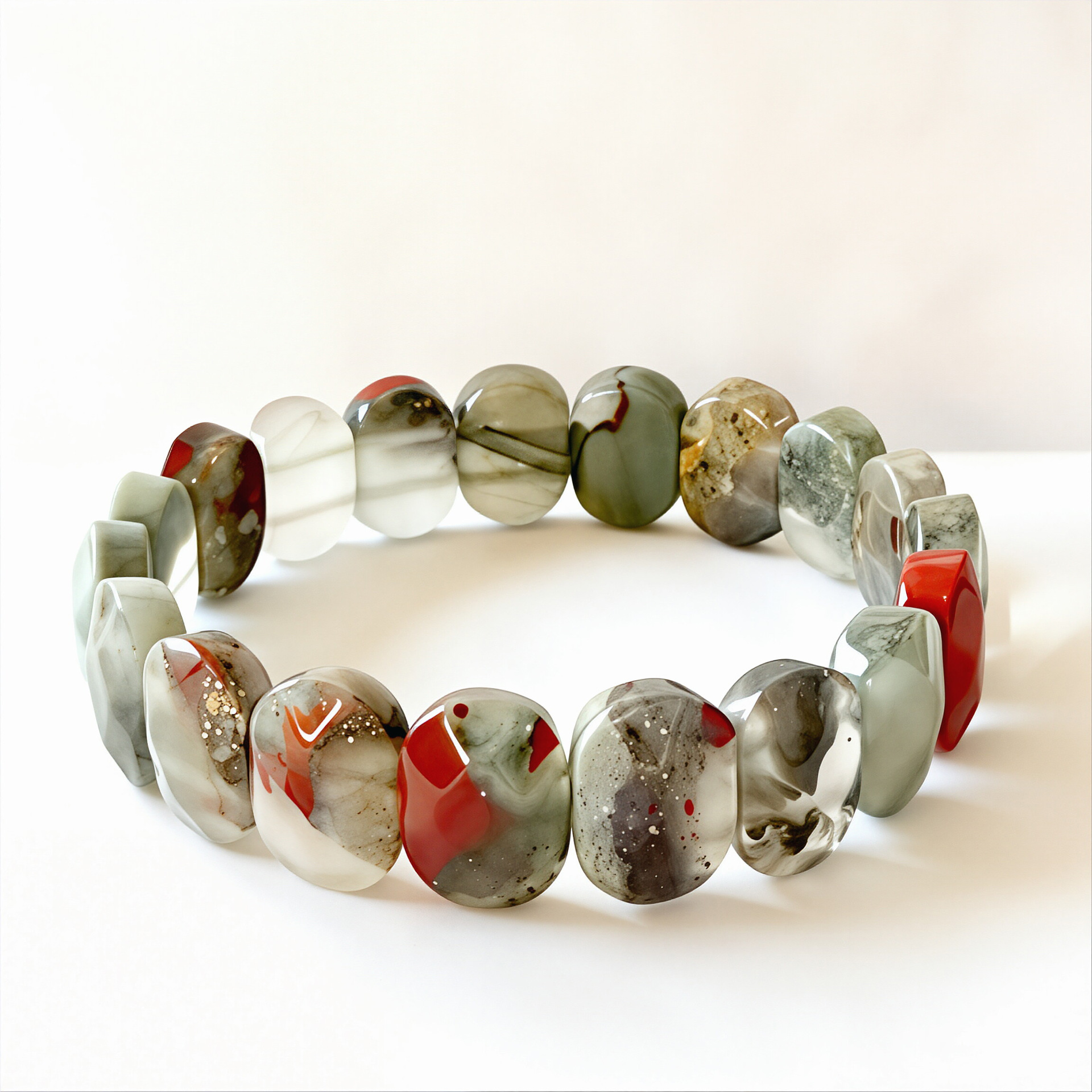 Bohemian style hand polished crystal Multiple natural crystal bracelets with oval cut bracelets