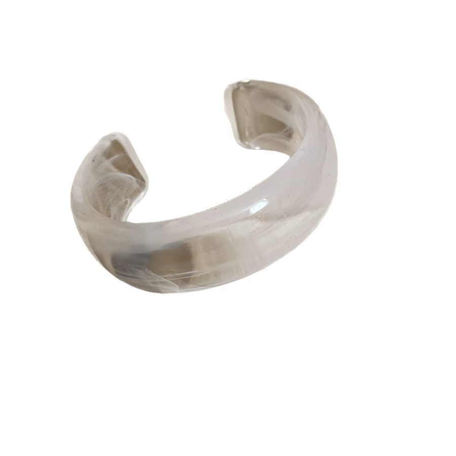 Multiple acrylic resin material geometric circular open bracelet