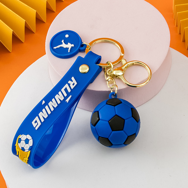 Synthetic resin plastic Eco-friendly PVC multipleFootball sports ball Keychains