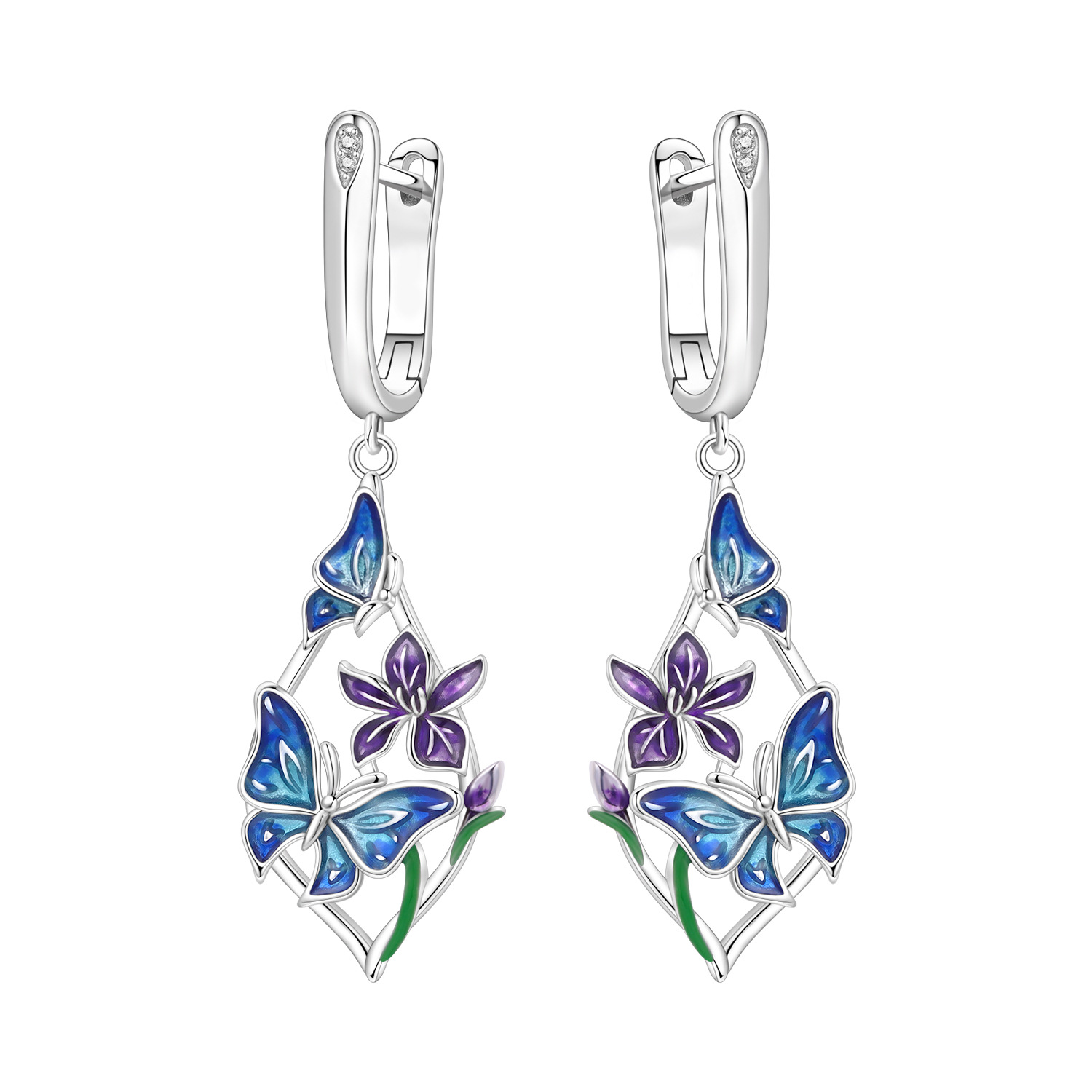 2026 S925 Pure Silver Multiple styles of  Butterfly jellyfish goldfish Zircon Earrings