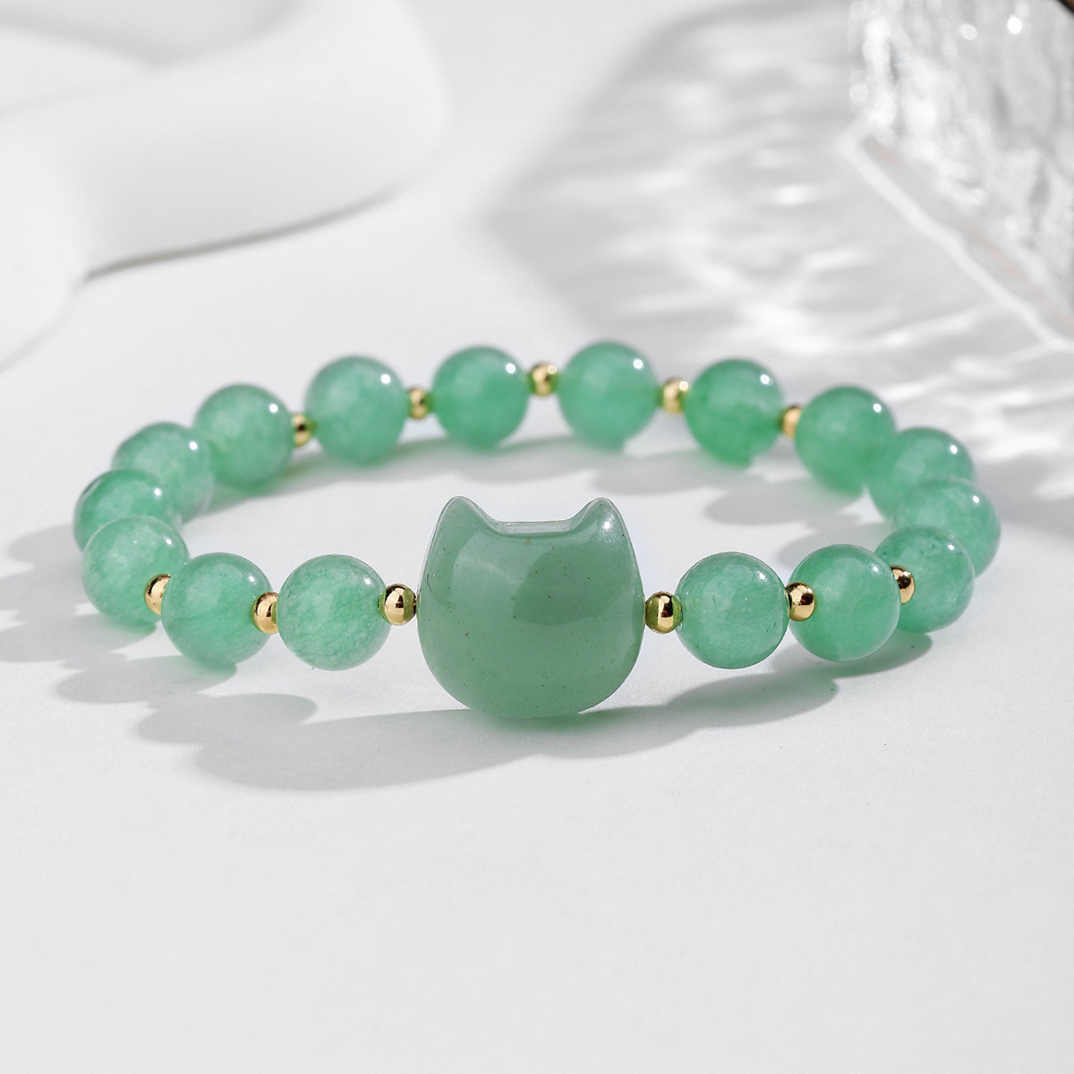 Bohemian 8MM multi material crystal cat eye bead bracelet