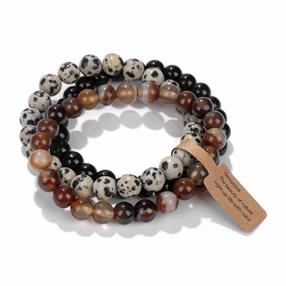 Multi color 8MM natural stone multi-layer stacked crystal bracelet