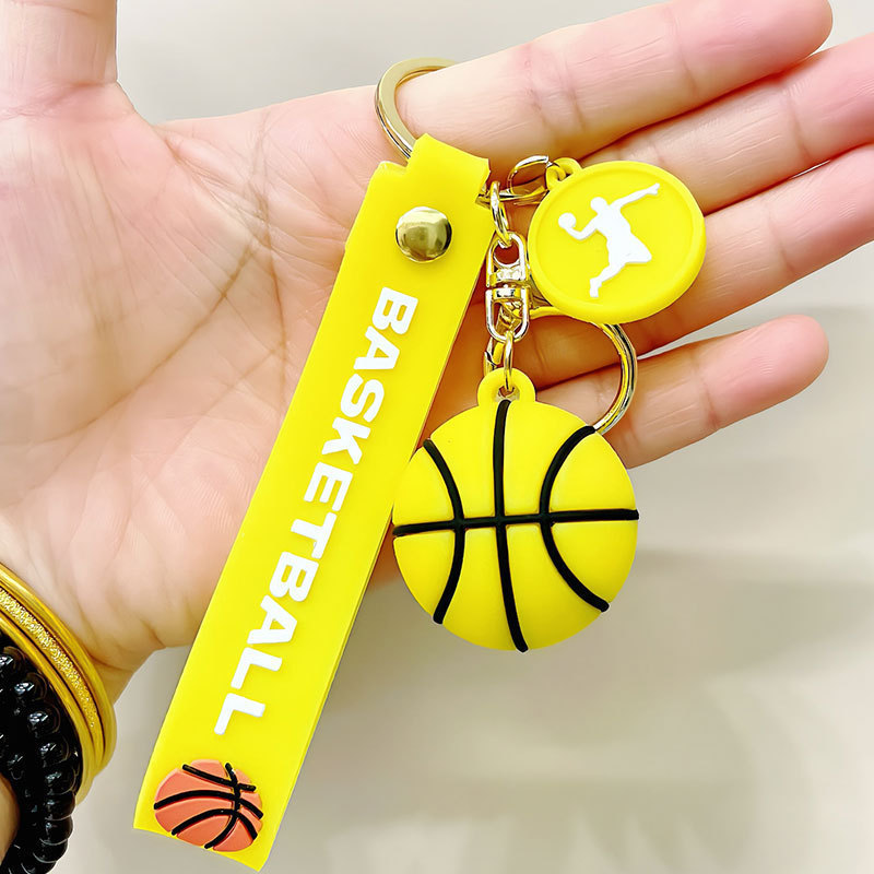 Synthetic resin plastic Eco-friendly PVC multiple Basketball sports ball Keychains