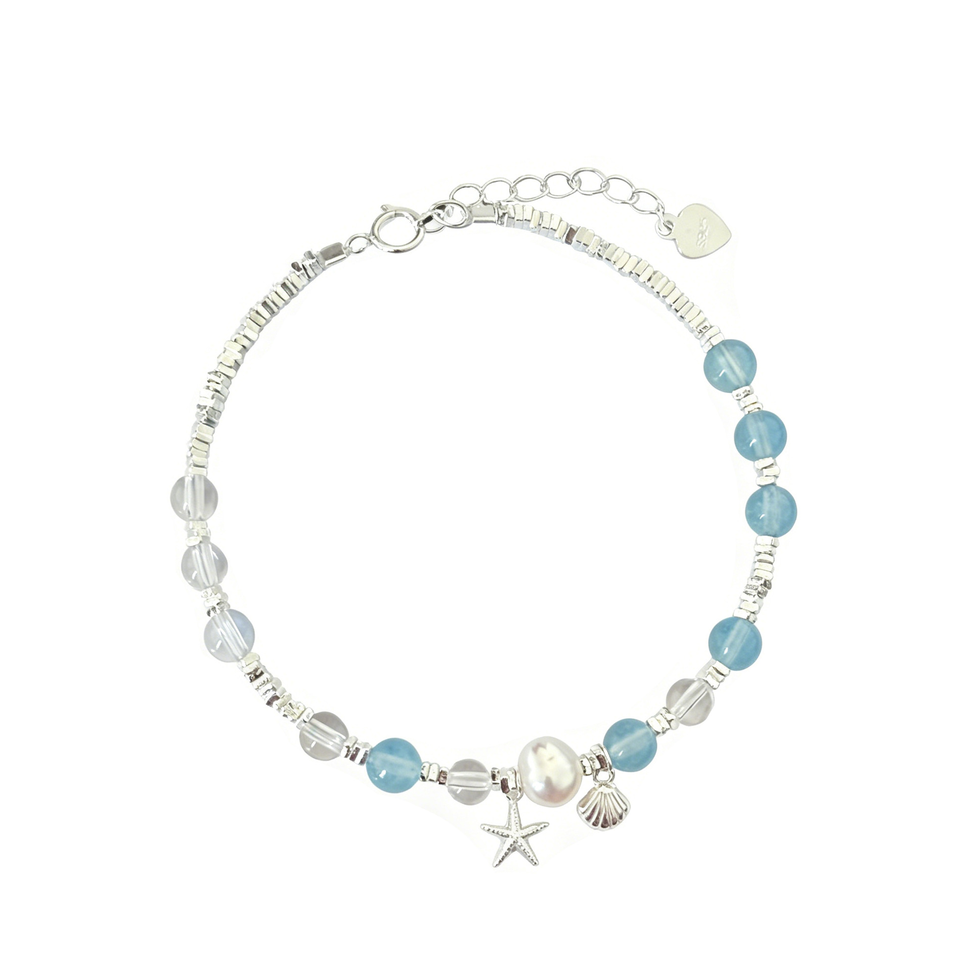 S925 3.5g 16.8cm+ 3.5cm extended chain sterling silver Sea Blue Treasure Freshwater Pearl bracelet  