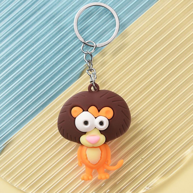Synthetic resin plastic multiple 3D funny animal monkey lion figurine keychains