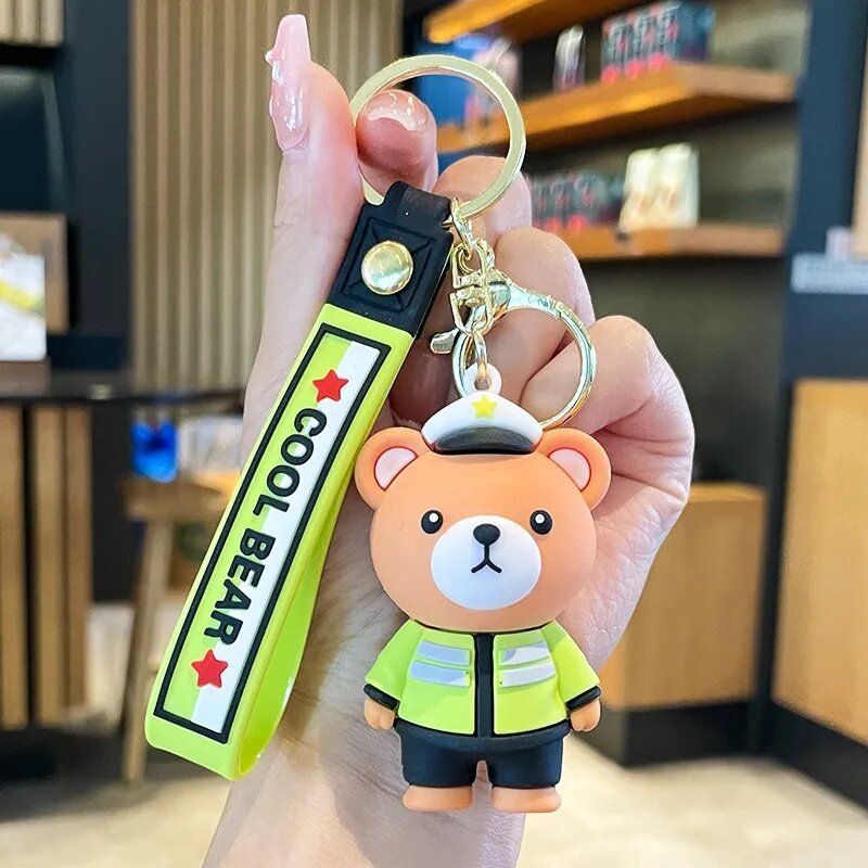 Synthetic resin plastic Eco-friendly PVC multiple Dropping Cute Bear Doll Keychains