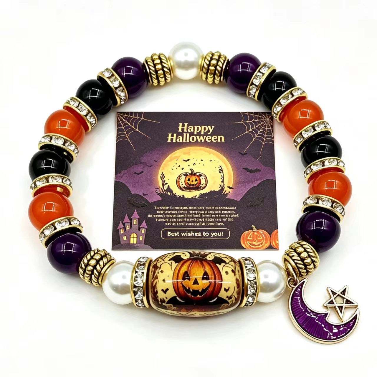 Multiple 10MM mixed material Christmas themed and Halloween themed bracelets