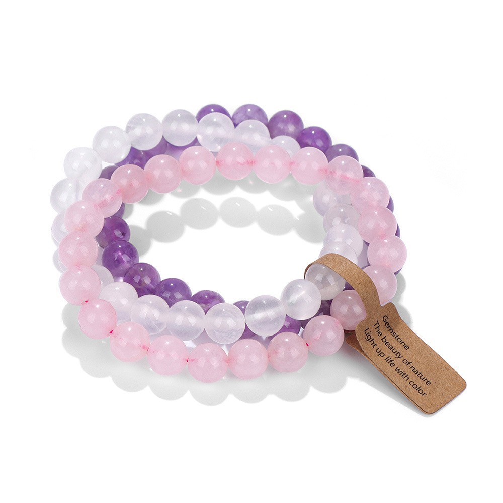 Multi color 8MM natural stone multi-layer stacked crystal bracelet
