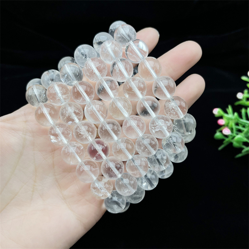 Multiple Sizes Single Circle white quartz Natural Crystal Bracelet