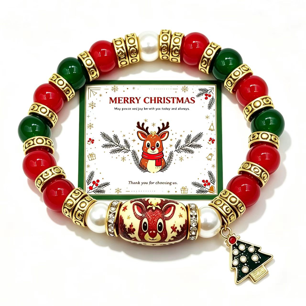 Multiple 10MM mixed material Christmas themed and Halloween themed bracelets