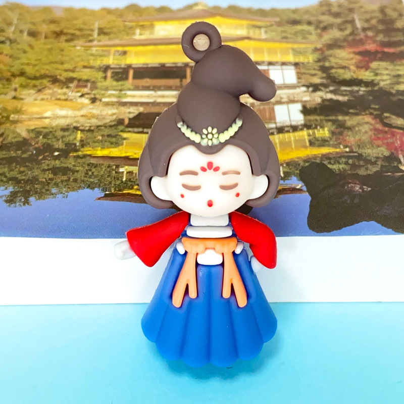 Synthetic resin plastic Eco-friendly PVC multiple Ancient Tang style dress for young ladies Keychains