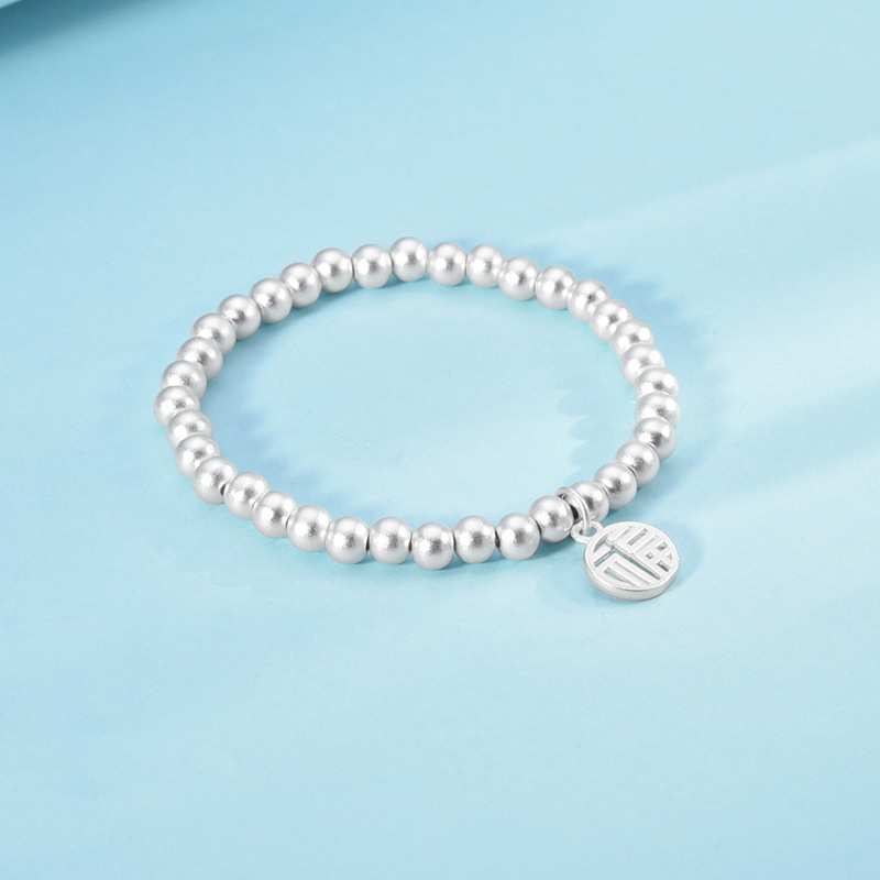 S990 16g Pure silver Thick pearl round bead smooth surface Fu brand bracelet