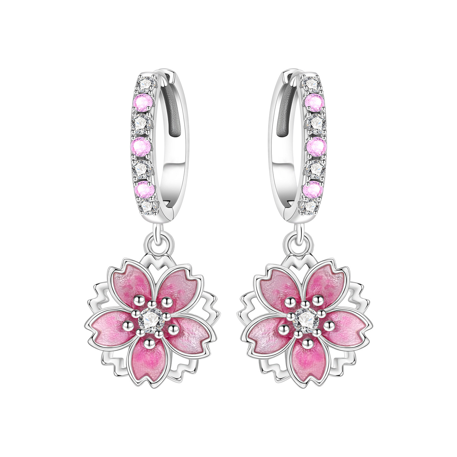 2026 5 style S925 Pure Silver New Hydrangea Flower Earrings Zircon Earrings