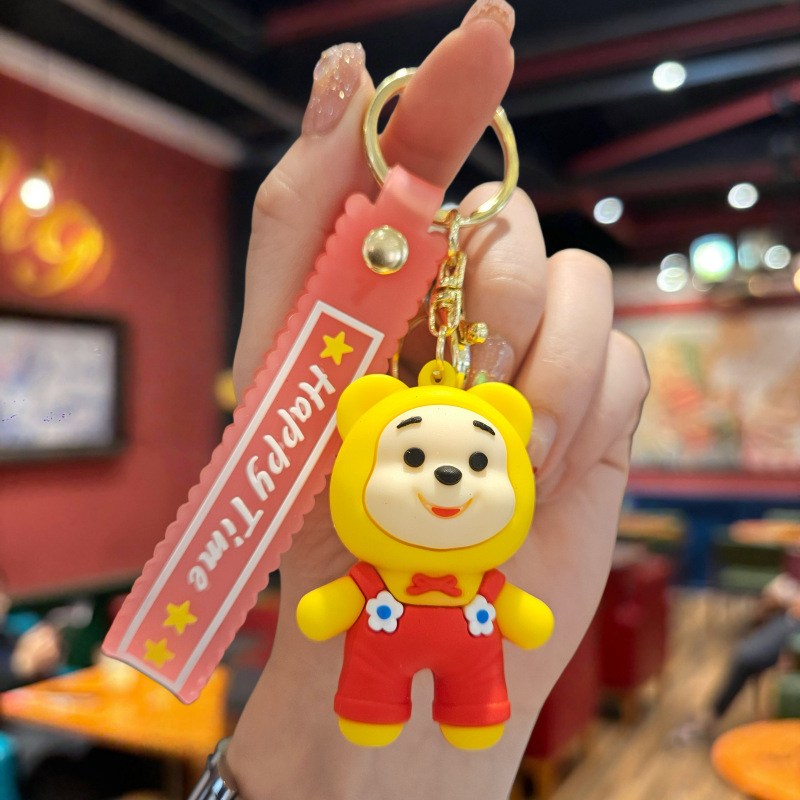 Synthetic resin plastic Eco-friendly PVC multiple Dropping Cute Bear Doll Keychains