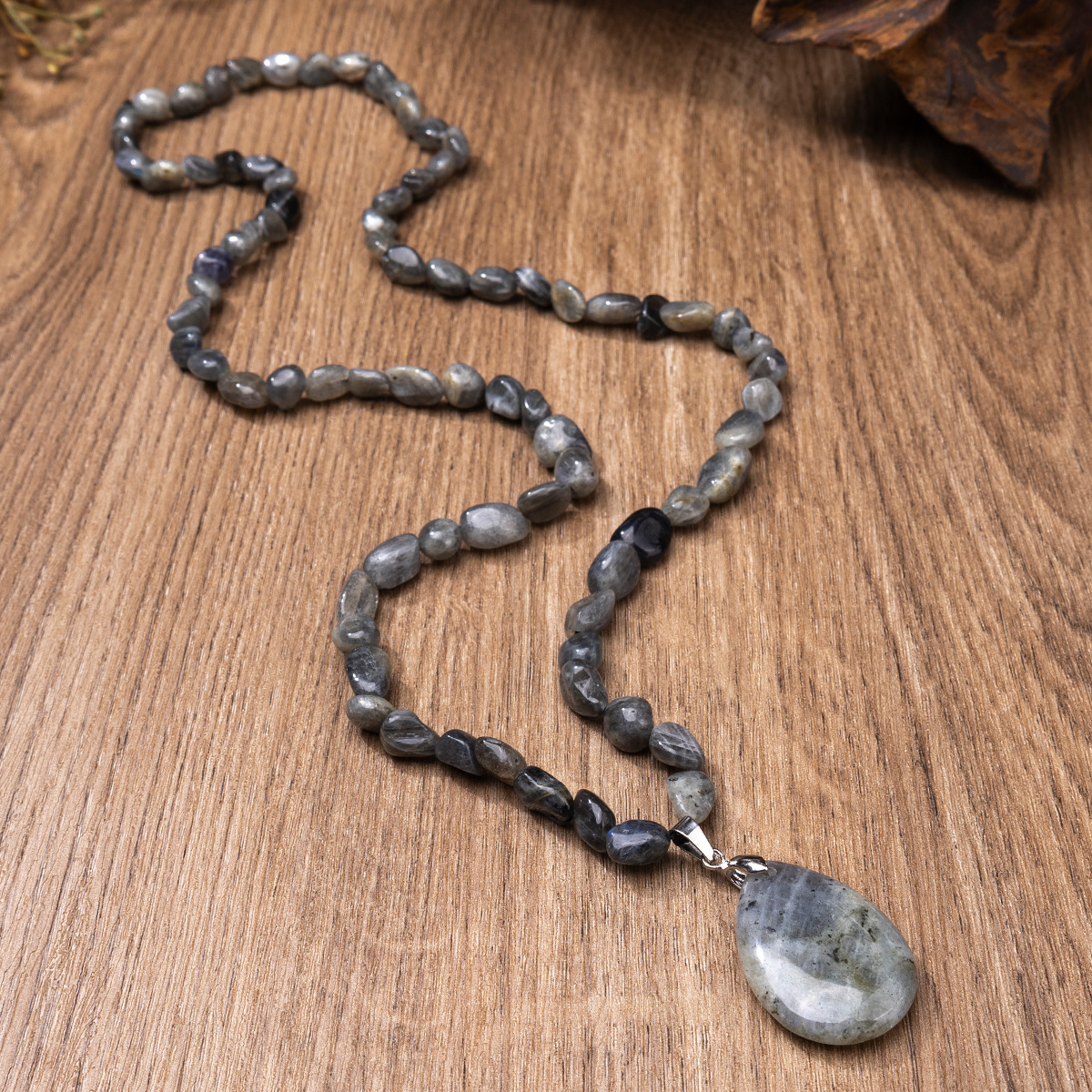 Bohemian style Multiple natural Sweater chain amethyst pendant long necklace