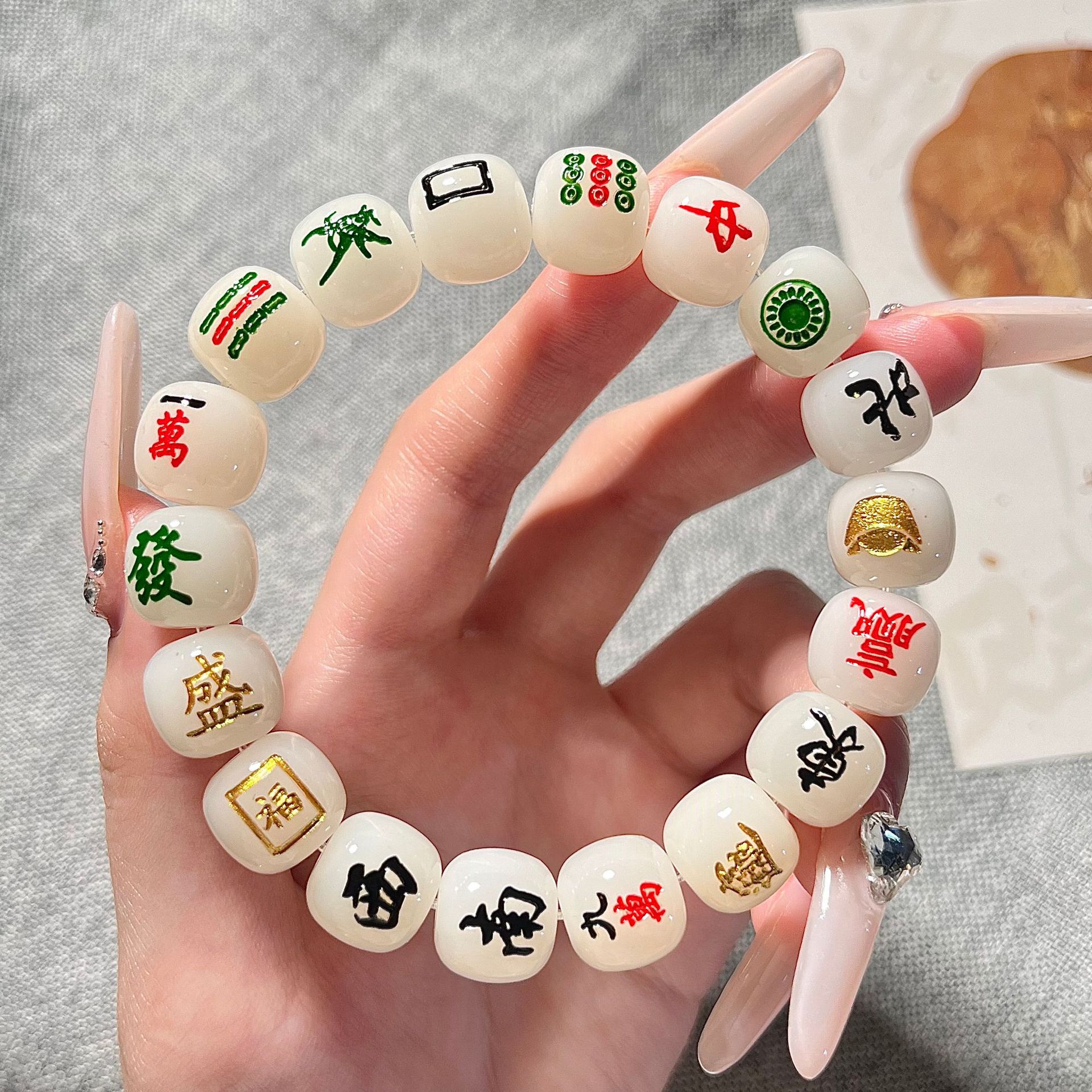 Thirteen year old Mahjong Bodhi Hand String Cultural Play Buddha Bead Bracelet