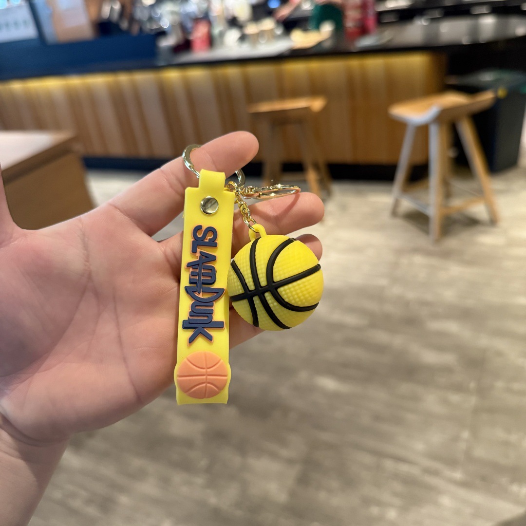 Synthetic resin plastic Eco-friendly PVC multiple Basketball sports ball Keychains