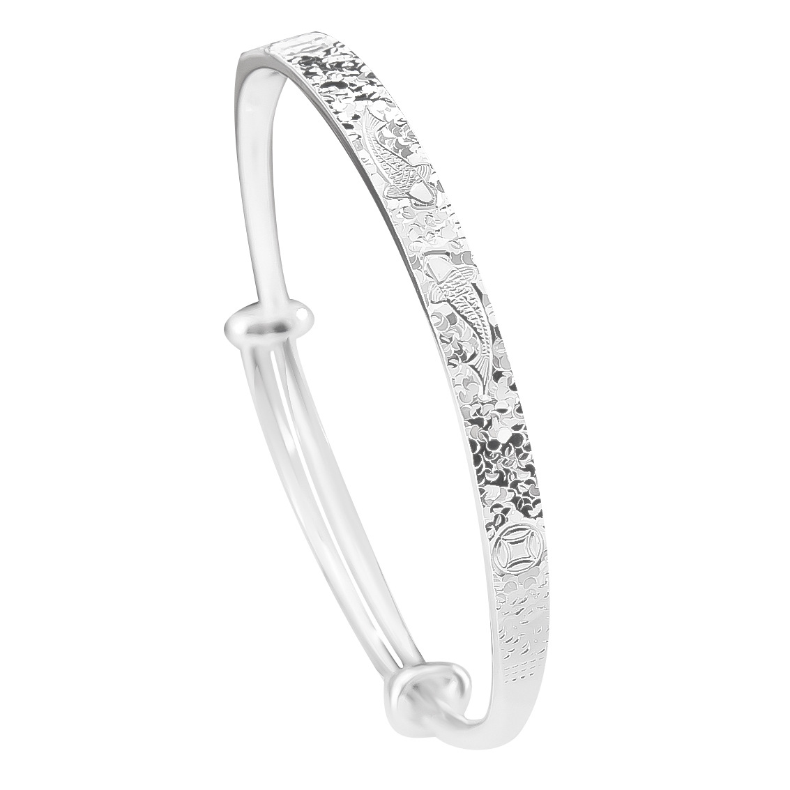S990 20g Pure silver Koi Crispy Ice New Chinese Push Pull Bracelet