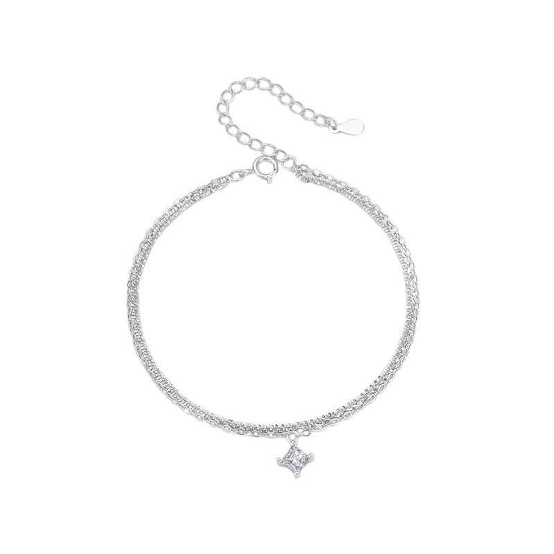 S925 1.76g 15.5cm+ 4.5cm extended chain sterling silver Double layered shimmering waves bracelet  