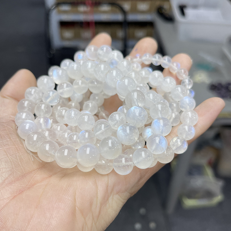 Multiple Sizes Single Circle Gray Moonlight Stretching Stone Moonlight Stone Natural Crystal Bracelet