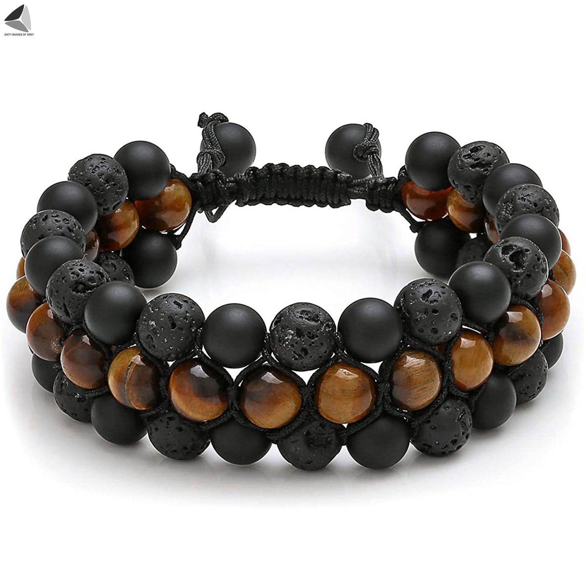 Multi color alloy 10MM agate+tiger eye+hematite crystal stone bracelet