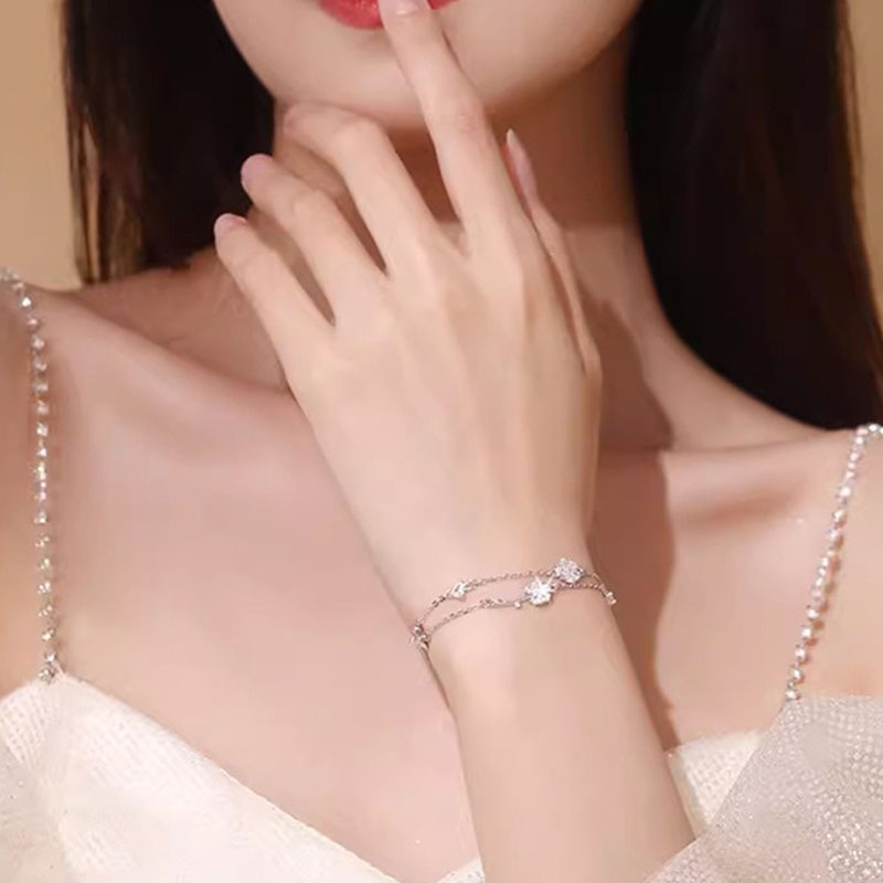 S925 2.65g 16cm+3.5cm extended chain sterling silver Dandelion zircon Bracelet