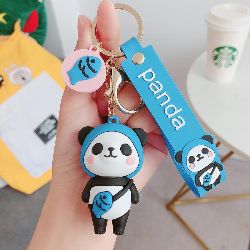 Synthetic resin plastic Eco-friendly PVC multiple Cartoon China-Chic Embraces Bamboo Panda Keychains