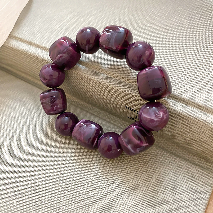 Multiple acrylic resin material geometric irregular circular bead bracelets