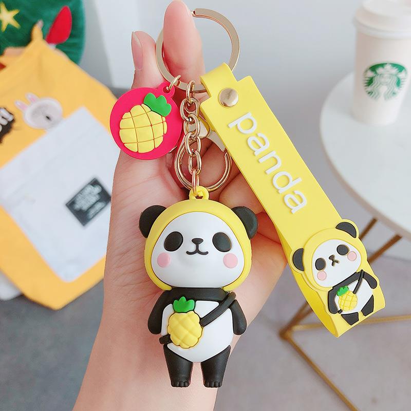 Synthetic resin plastic Eco-friendly PVC multiple Cartoon China-Chic Embraces Bamboo Panda Keychains